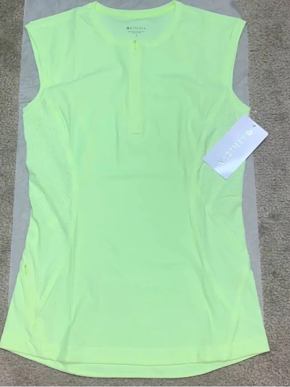 NWT Athleta Small Pacifica II 1/4 Zip Contoured UPF Protected Tank Top in ALYL - Picture 3 of 9